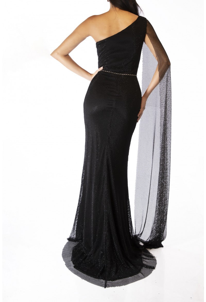 Terani Couture 232E1209 Long Cape Formal Prom Dress