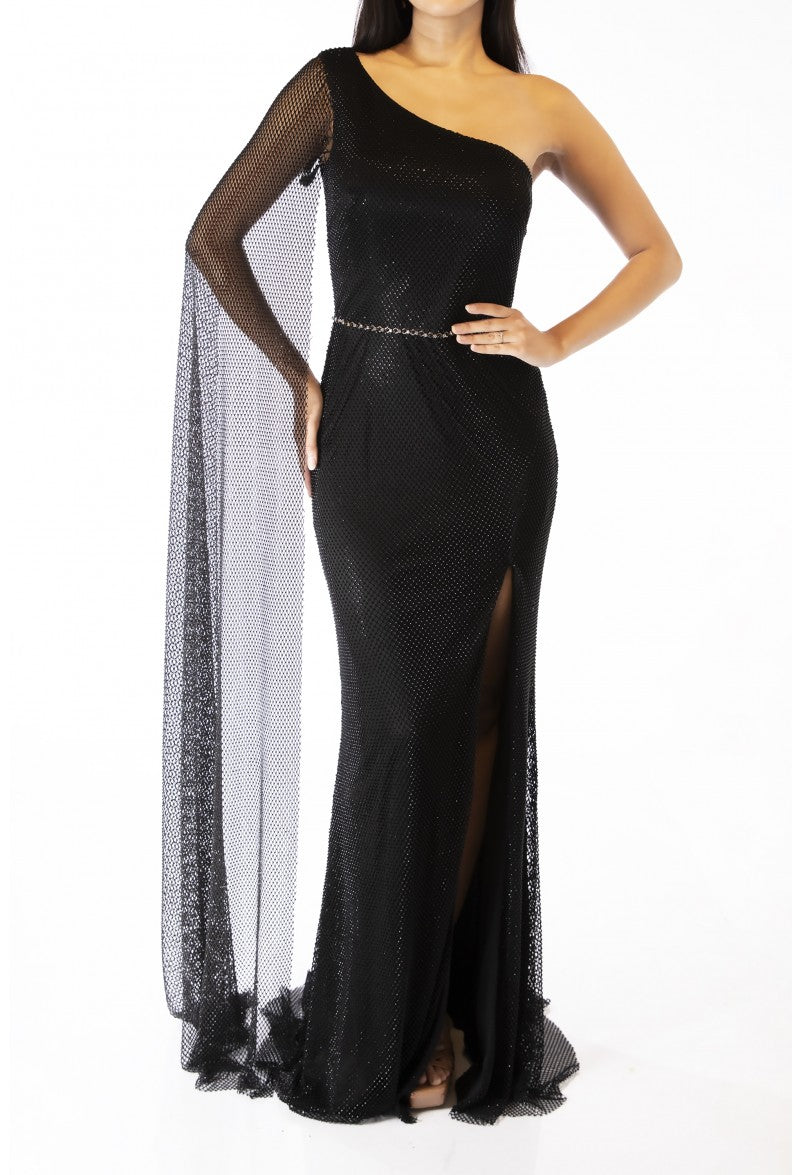 Terani Couture 232E1209 Long Cape Formal Prom Dress