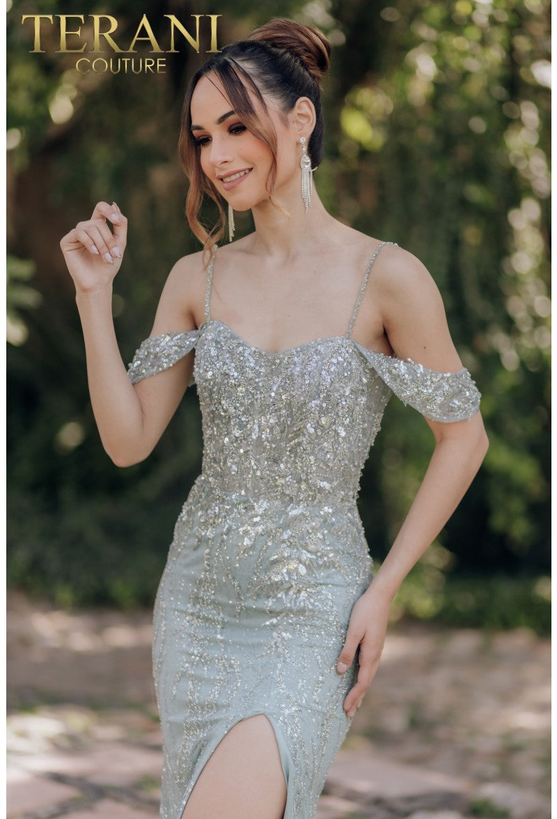 Terani Couture 232E1215 Long Fitted Formal Prom Beaded Dress