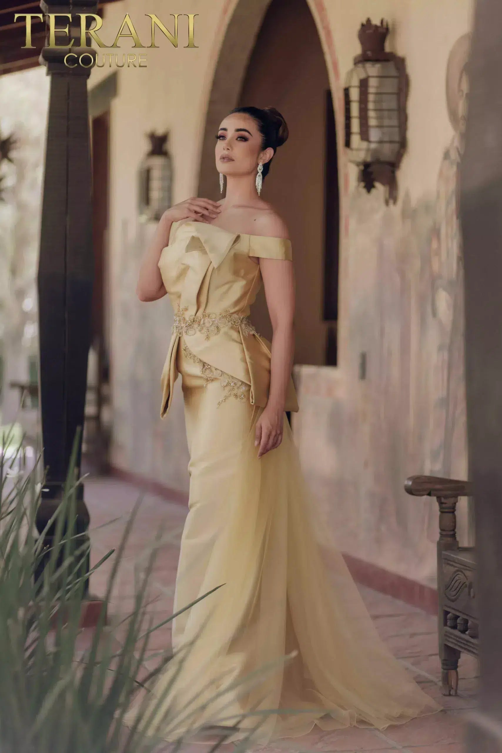 Formal Dresses Long Mermaid Formal Prom Overskirt Dress Gold