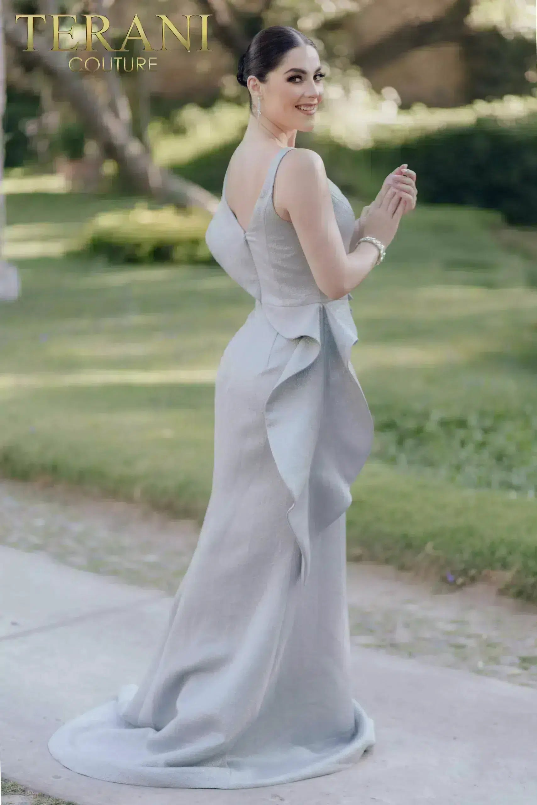 Formal Dresses Long Formal Prom Ruffle Mermaid Dress Silver