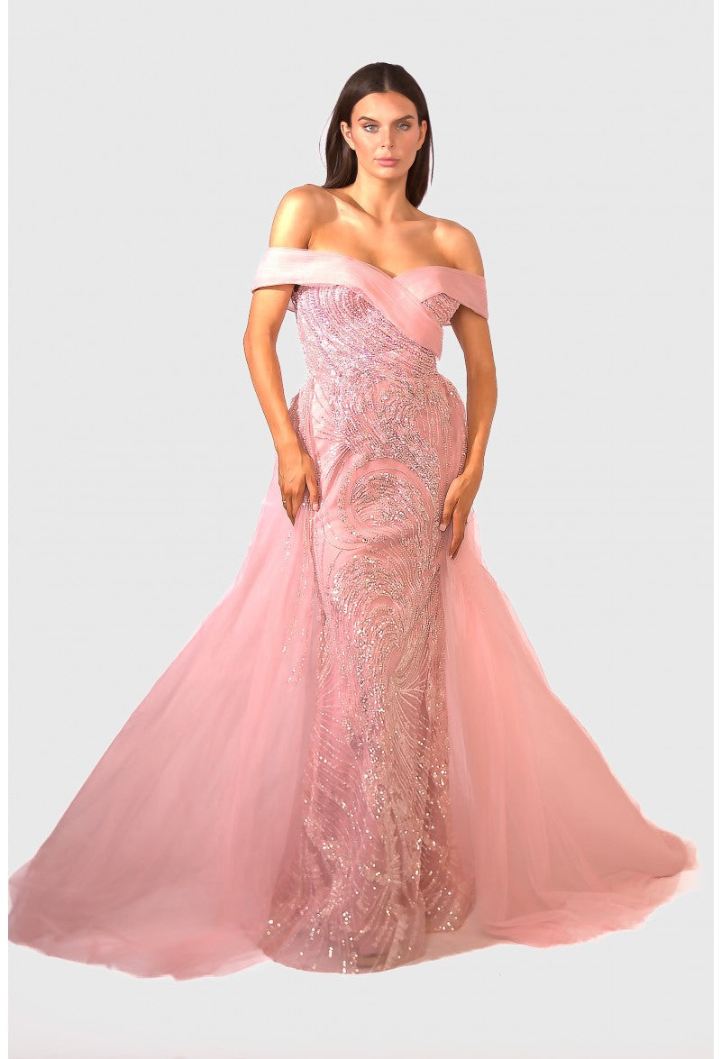 Terani Couture 232E1334 Long Beaded Formal Prom Overskirt Dress