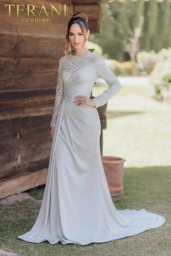 Terani Couture 232E1335 Long SleeveFormal Beaded Dress
