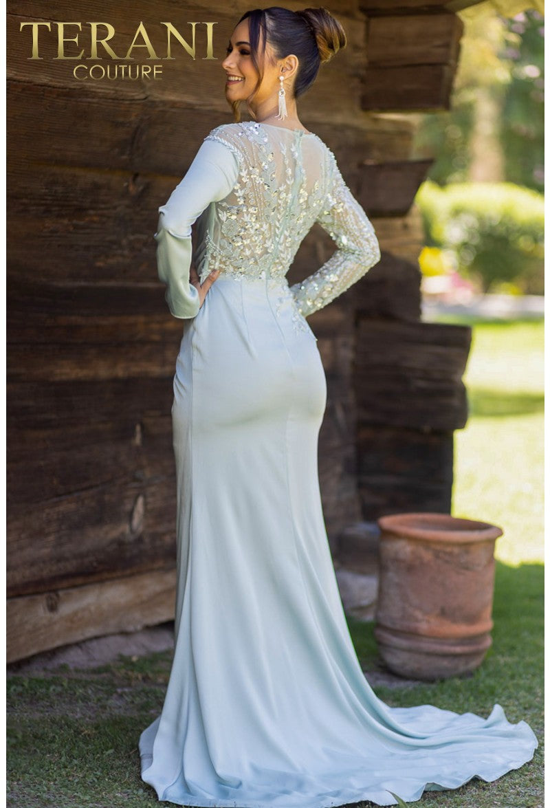 Terani Couture 232E1335 Long SleeveFormal Beaded Dress