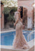 Prom Dresses Long Beaded Formal Prom Feather Dress Taupe Lavender