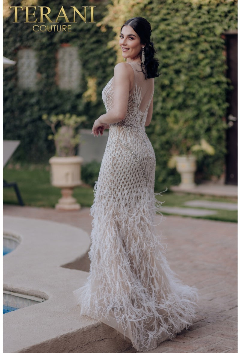 Terani Couture 232GL1436 Long Formal Prom Beaded Mermaid Dress