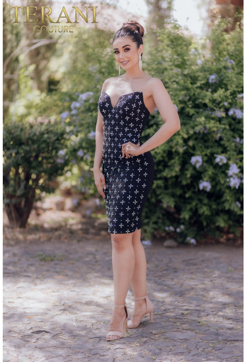 Terani Couture 232H1108 Short Fitted Cocktail Beaded Dress