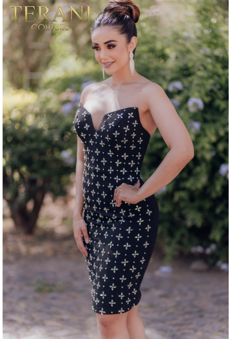 Terani Couture 232H1108 Short Fitted Cocktail Beaded Dress