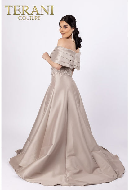 Formal Dresses Long Formal Pleated Ball Gown Taupe