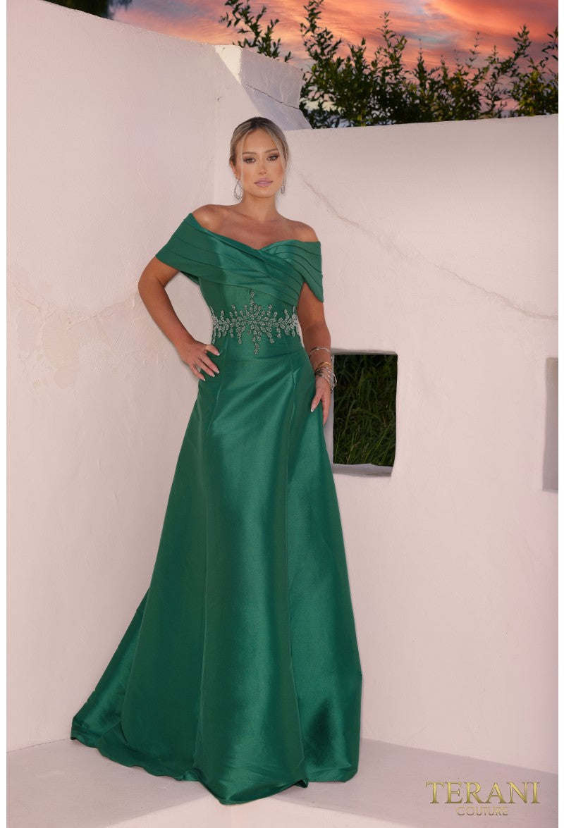 Terani Couture 232M1511 Long Formal Pleated Ball Gown
