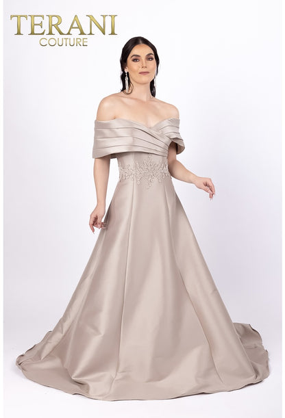Formal Dresses Long Formal Pleated Ball Gown Taupe