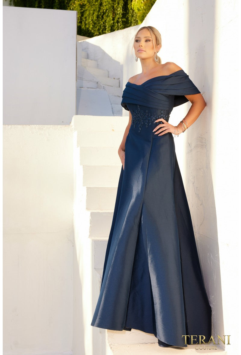 Formal Dresses Long Formal Pleated Ball Gown Navy