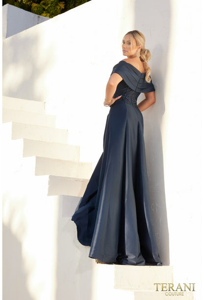 Formal Dresses Long Formal Pleated Ball Gown Navy
