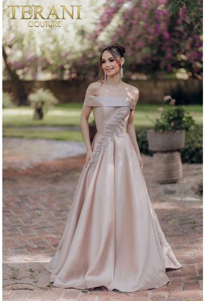 Formal Dresses Long Formal Beaded Leaf Ball Gown Almond