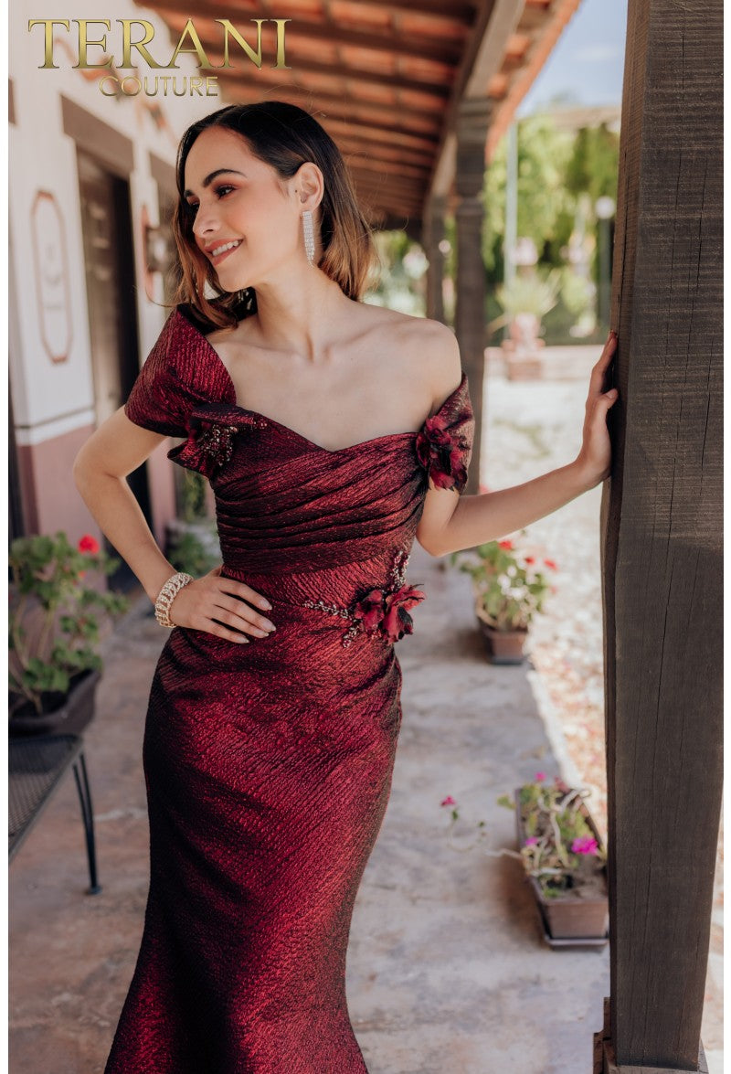 Terani Couture 232M1518 Long Formal Prom Pleated Dress