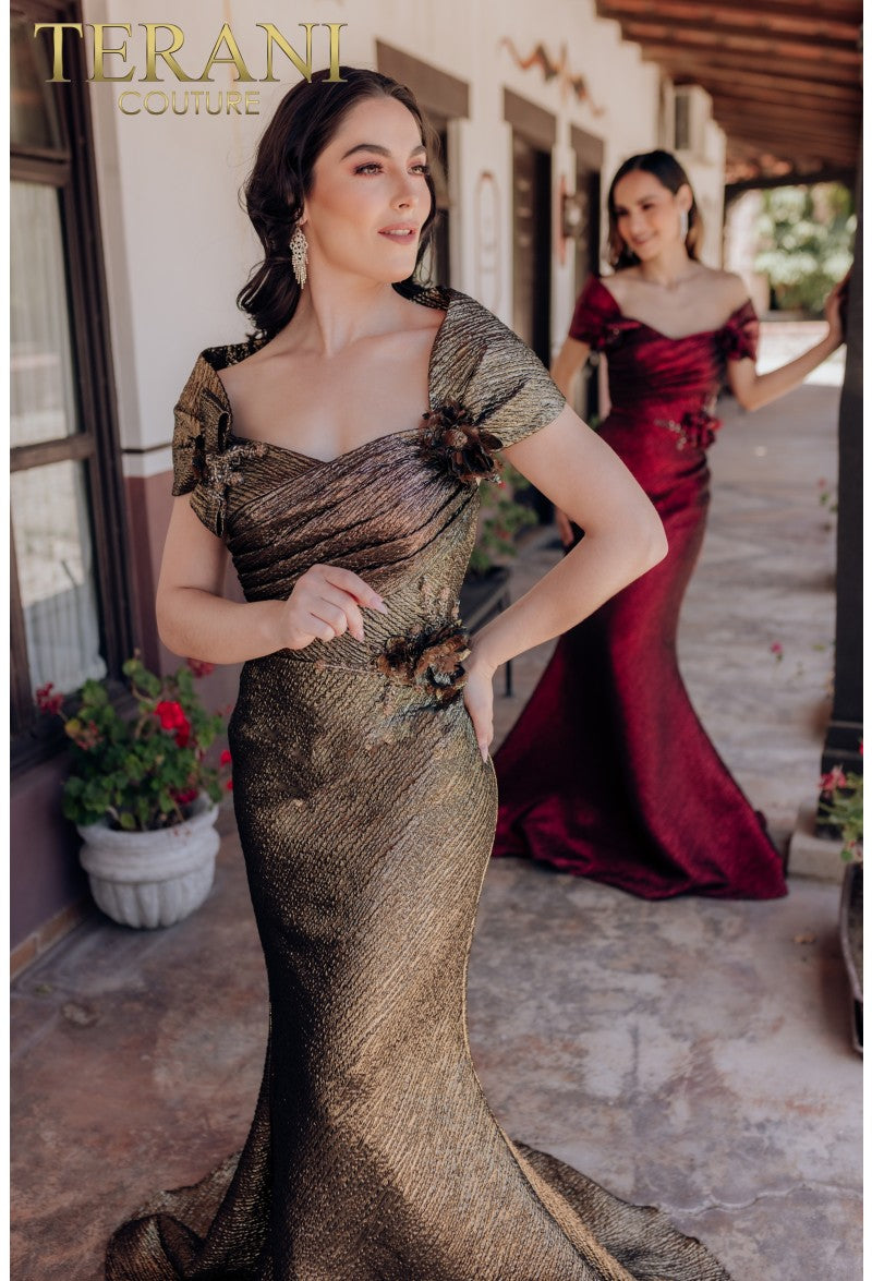 Terani Couture 232M1518 Long Formal Prom Pleated Dress