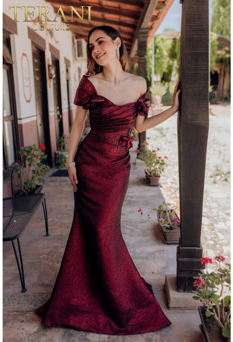 Terani Couture 232M1518 Long Formal Prom Pleated Dress