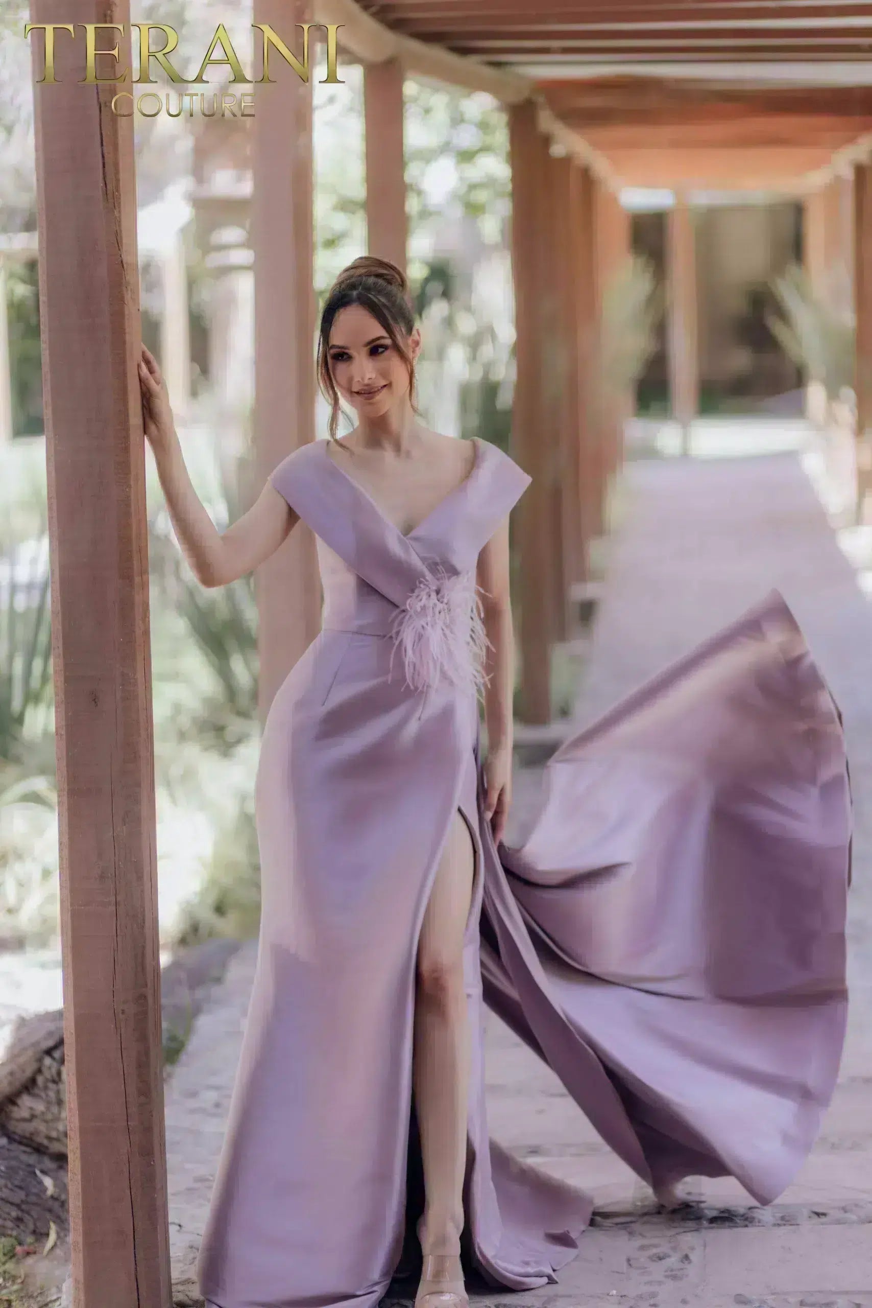 Formal Dresses Long Formal Prom Overskirt Feather Dress Mauve