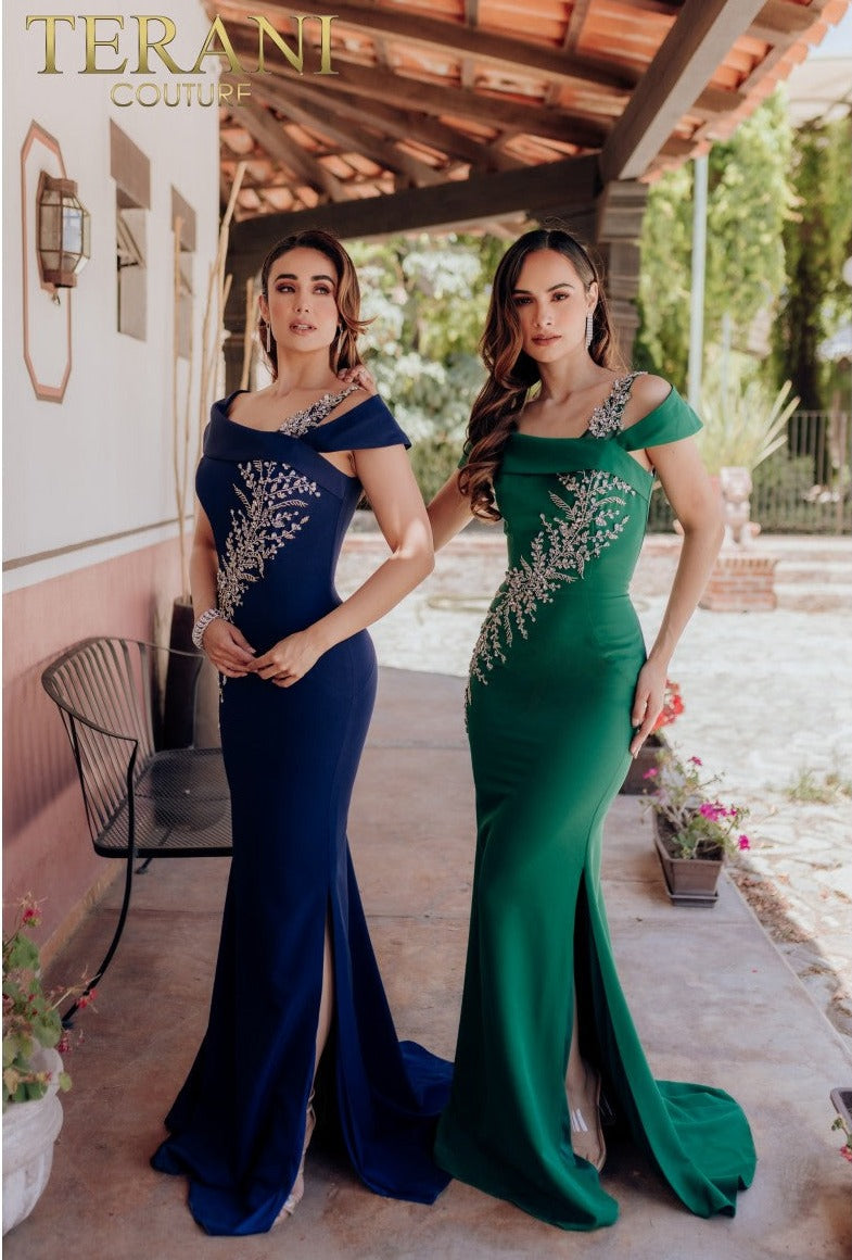 Formal Dresses Long Formal Prom Beaded Dress Navy