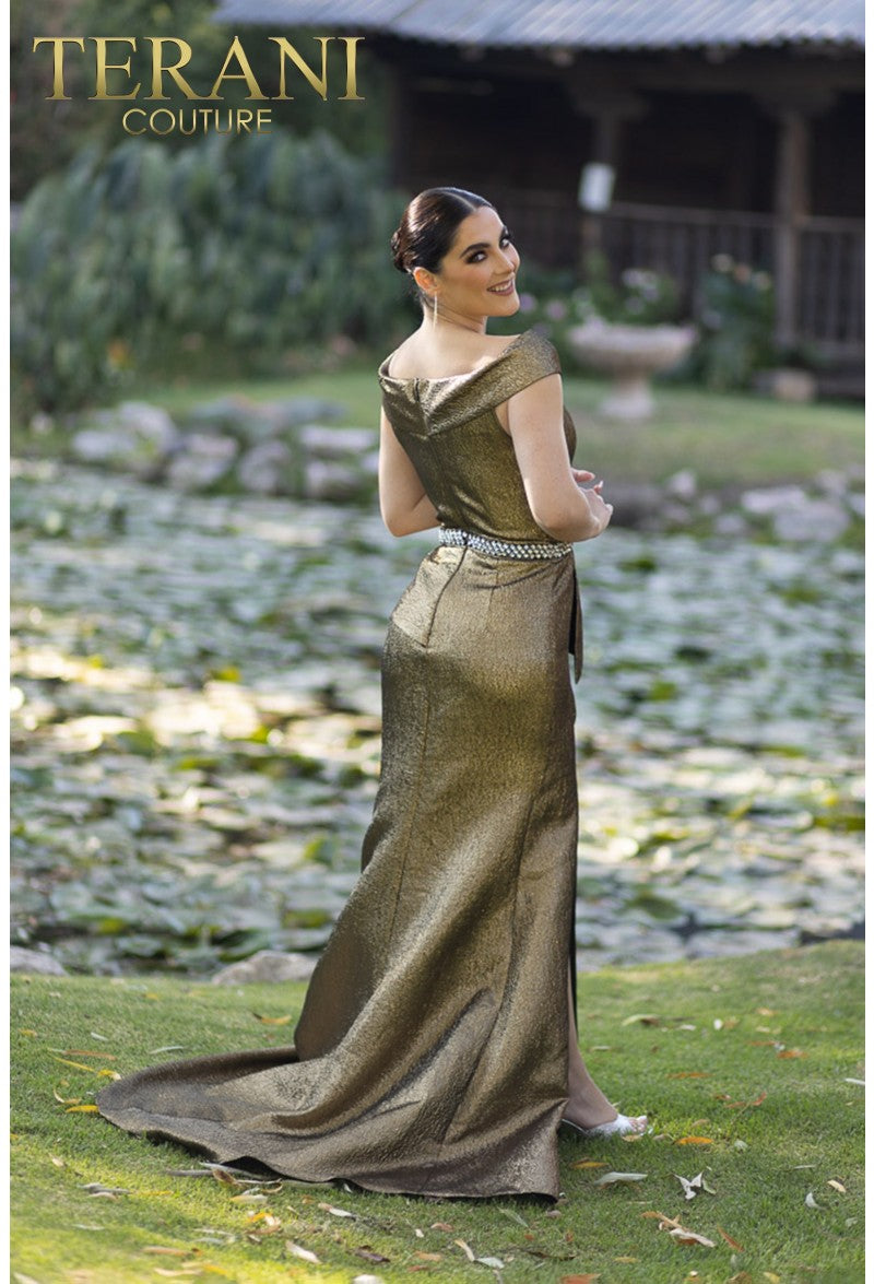 Terani Couture 232M1555 Long Formal Prom Peplum Mermaid Dress