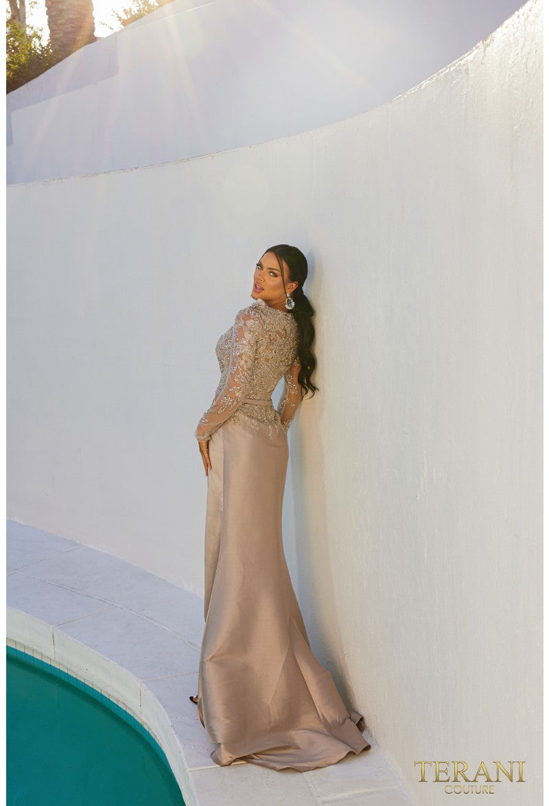 Terani Couture 232M1557 Long Sleeve Formal Beaded Dress