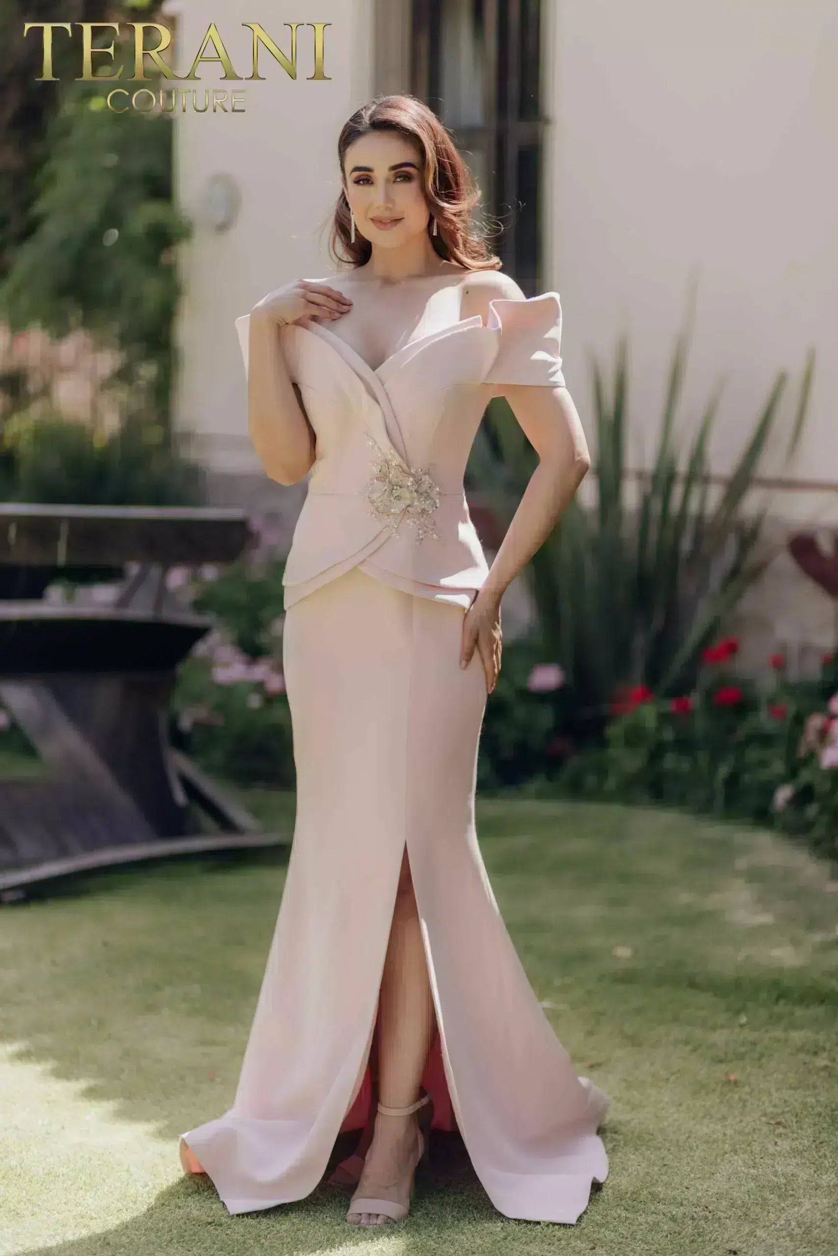 Formal Dresses Long Formal Prom 3D Floral Mermaid Dress Blush