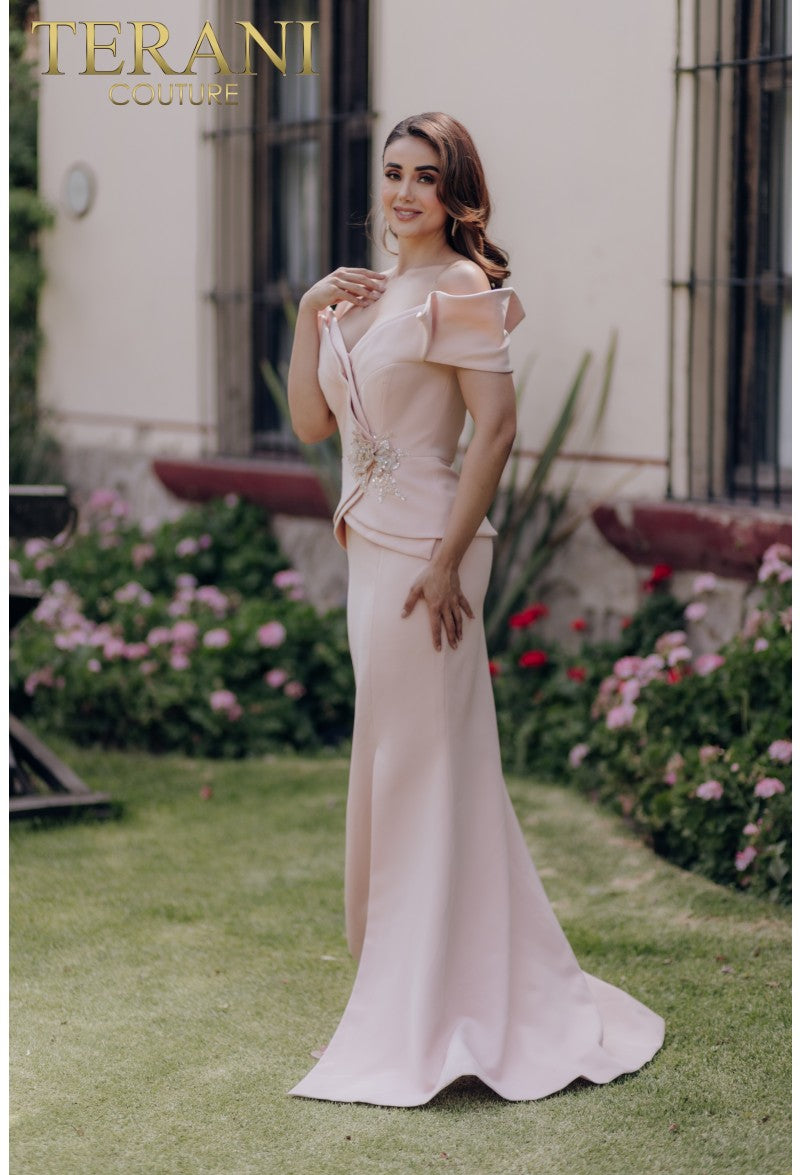 Terani Couture 232M1560 Long Formal Prom 3D Floral Mermaid Dress