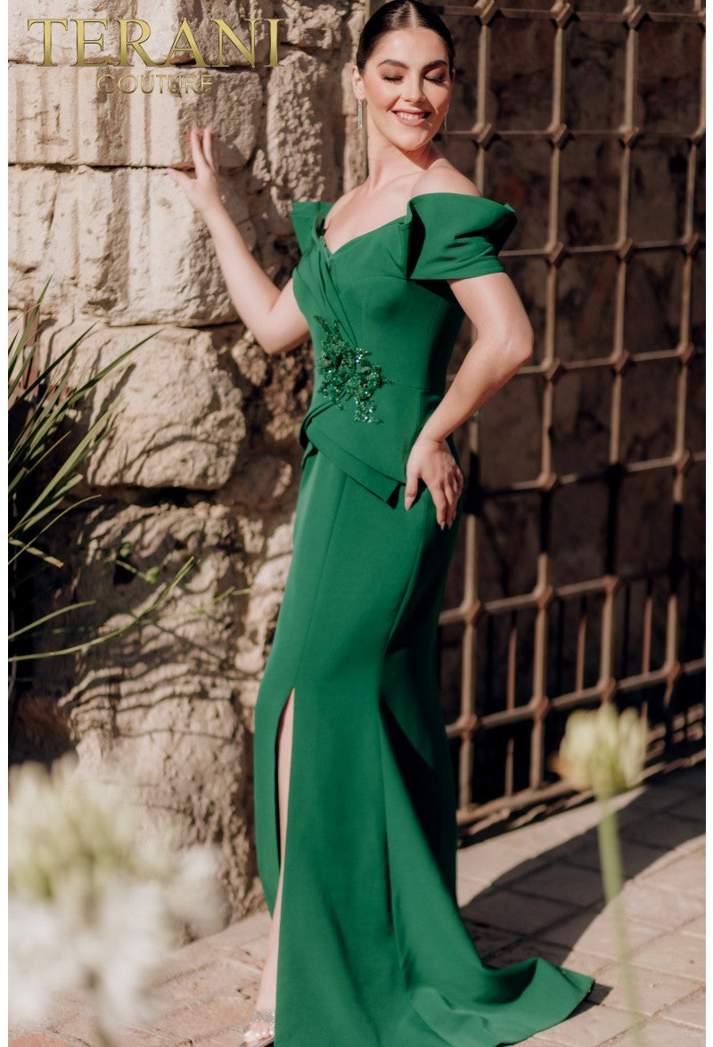 Terani Couture 232M1560 Long Formal Prom 3D Floral Mermaid Dress