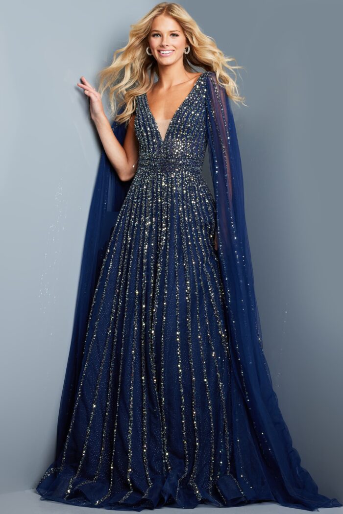 Formal Dresses A Line Long Sequin Formal Dress Navy