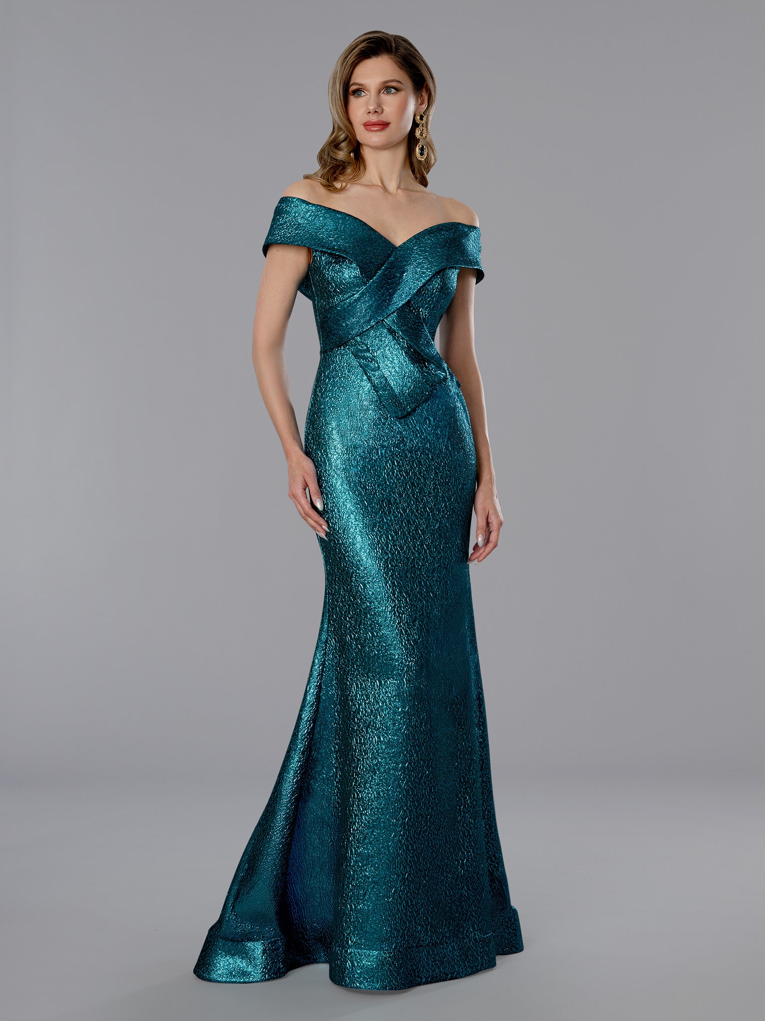 Formal Dresses Long Pleated Formal - Mermaid Glitter - Stella Couture 25365 Teal-Glitter-25365-Pleated