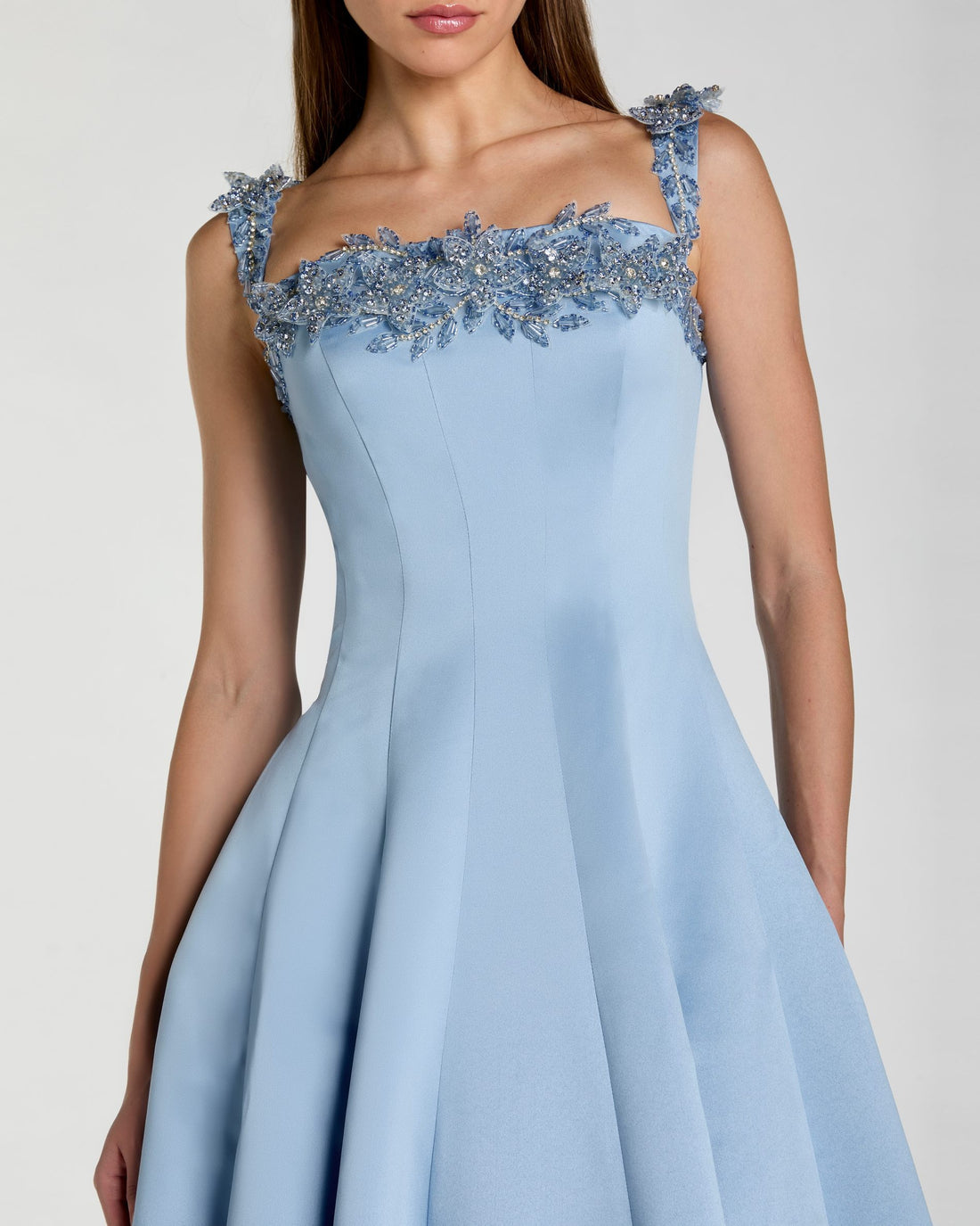 Formal Dresses Formal Prom 3D floral A Line Long Dress Mac Duggal 2337 Slate Blue
