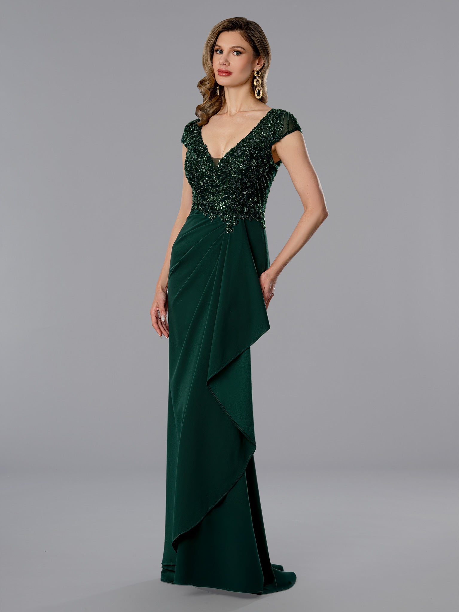 Mother of the Bride Dresses Long Formal Mother of the Bride Dress - Beaded - Stella Couture 25364 Hunter-Chiffon-25364-Beaded