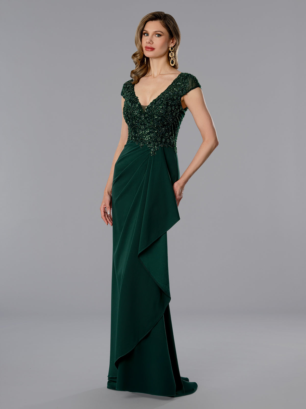 Mother of the Bride Dresses Long Formal Mother of the Bride Dress - Beaded - Stella Couture 25364 Hunter-Chiffon-25364-Beaded