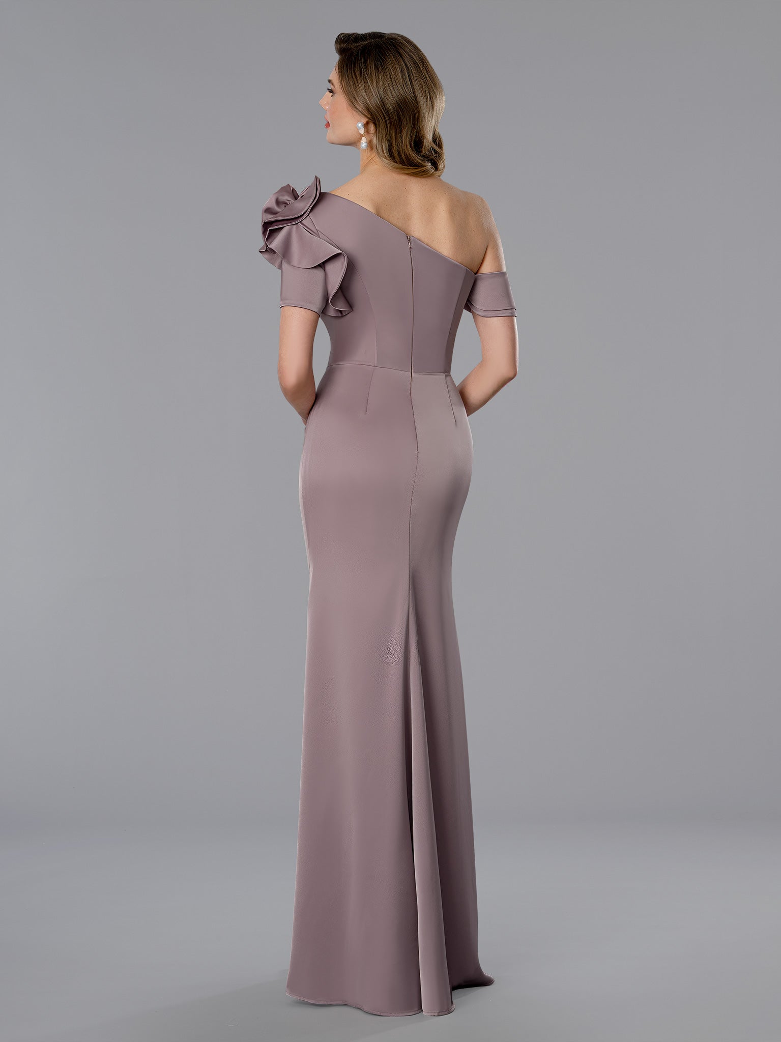 Mother of the Bride Dresses Long Formal Mother of the Bride Dress - 3D Floral Ruffle - Stella Couture 25360 Rose-Satin-25360-Ruffle