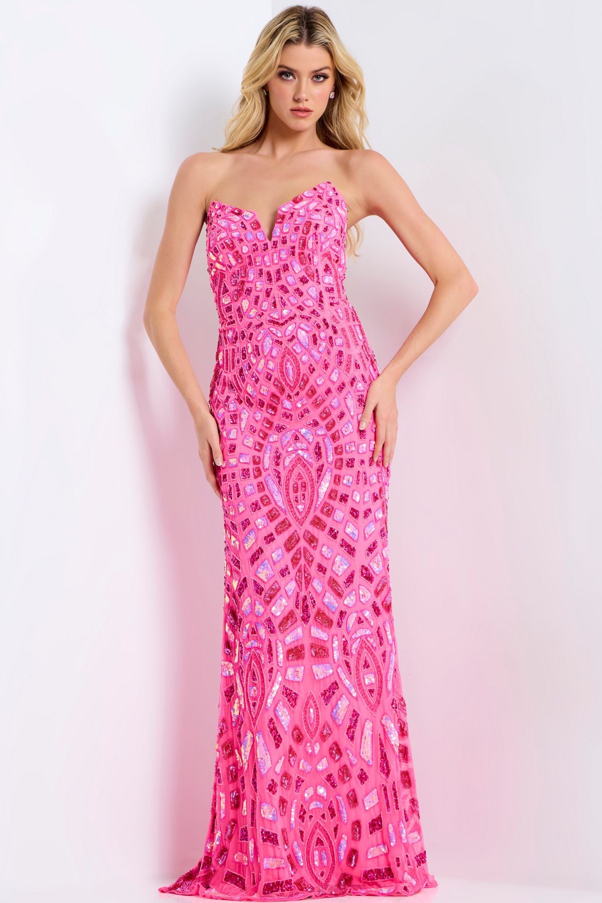 Prom Dresses Long Formal Mermaid Beaded Sequin Prom Dress Fuchsia