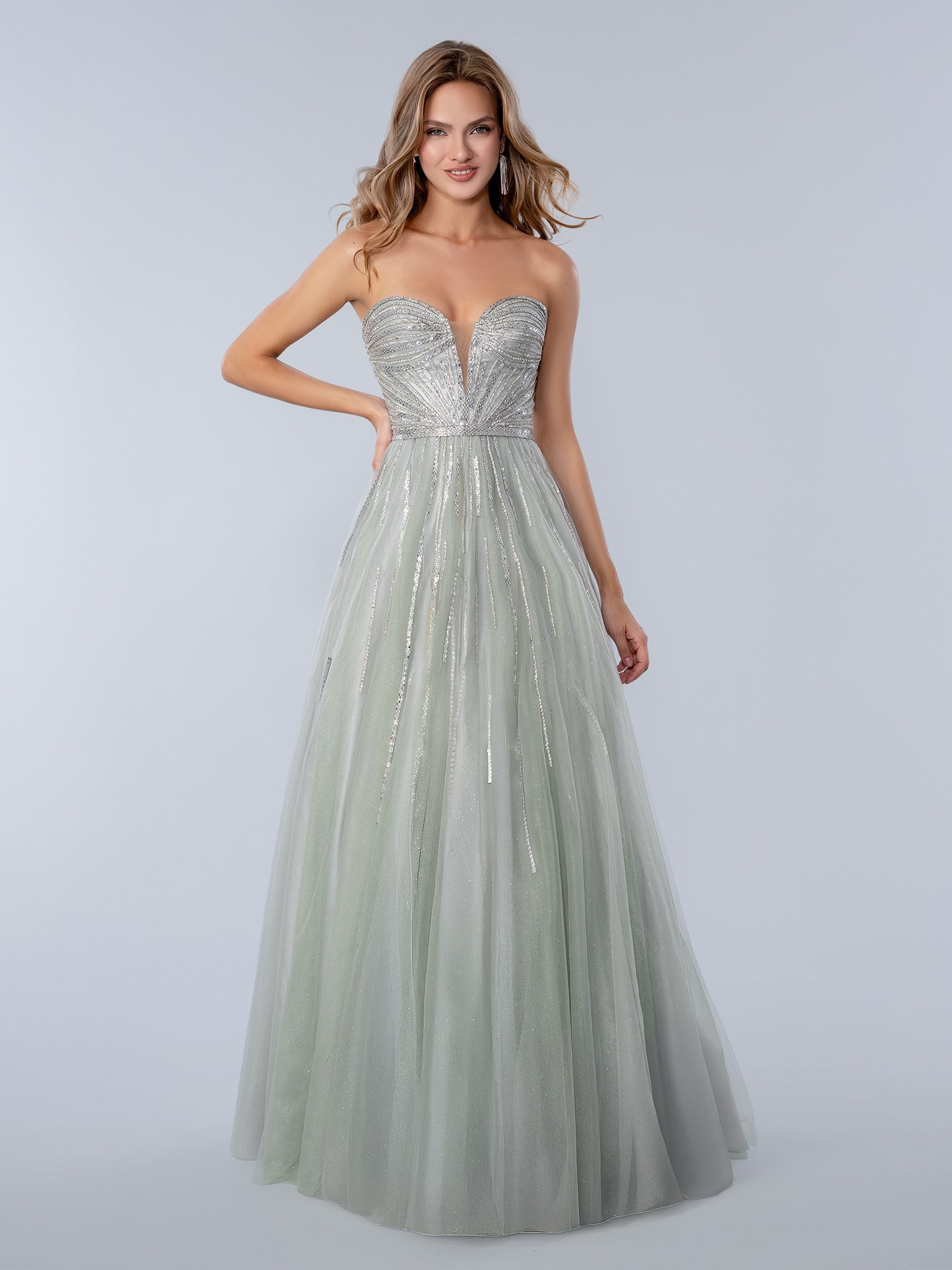 Prom Dresses A Line Beaded Long Formal Prom Dress Sage