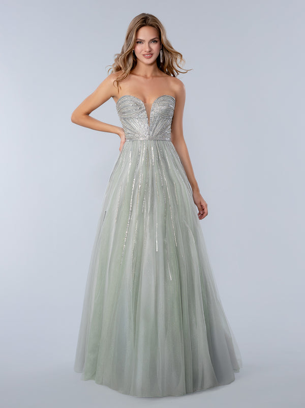 Stella Couture 26187 A Line Beaded Long Formal Prom Dress