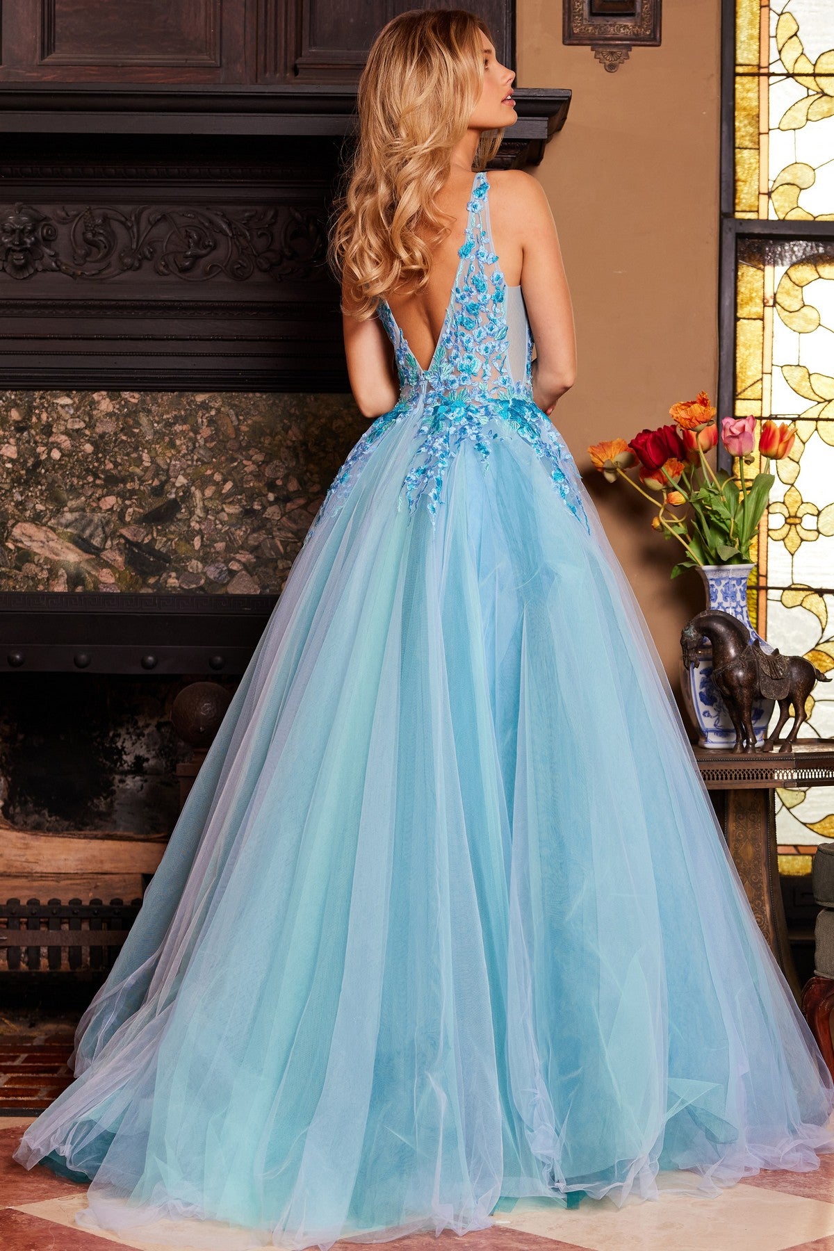Prom Dresses Ballgown Long Formal Prom Dress Blue/Multi
