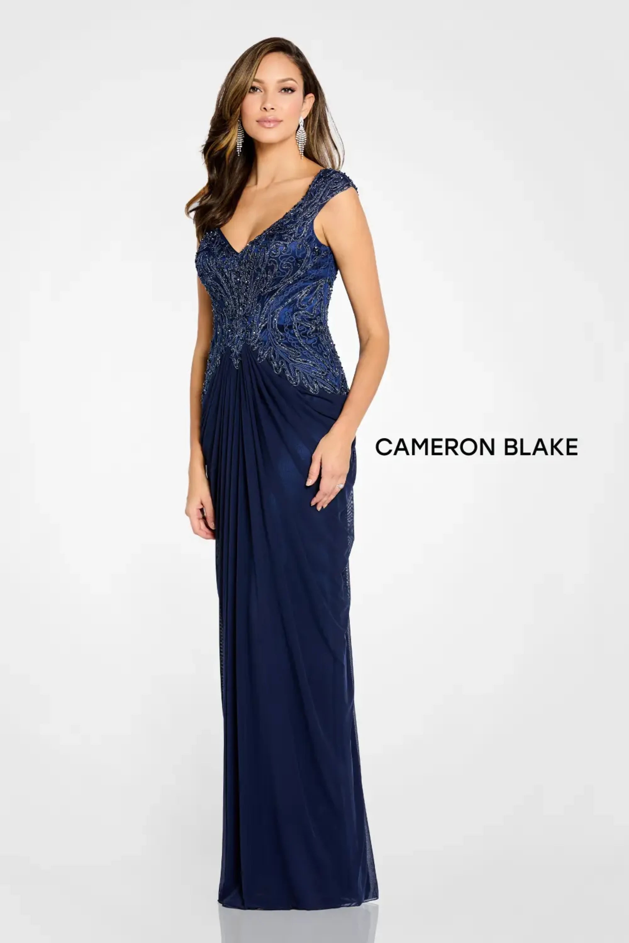 Formal Dresses Beaded Long Formal Evening Dress Navy Blue