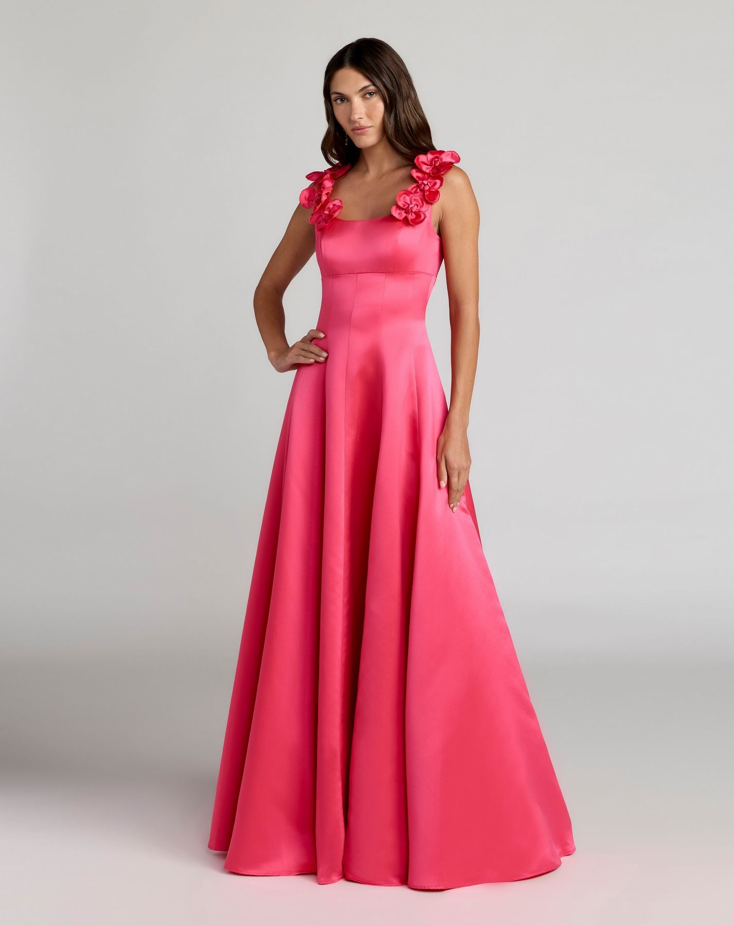 Formal Dresses Long Prom Formal Dress - A Line - Mac Duggal 2359 Hot Pink-Satin-2359-Floral