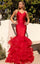 Prom Dresses Mermaid Long Formal Ruffle Prom Dress Red