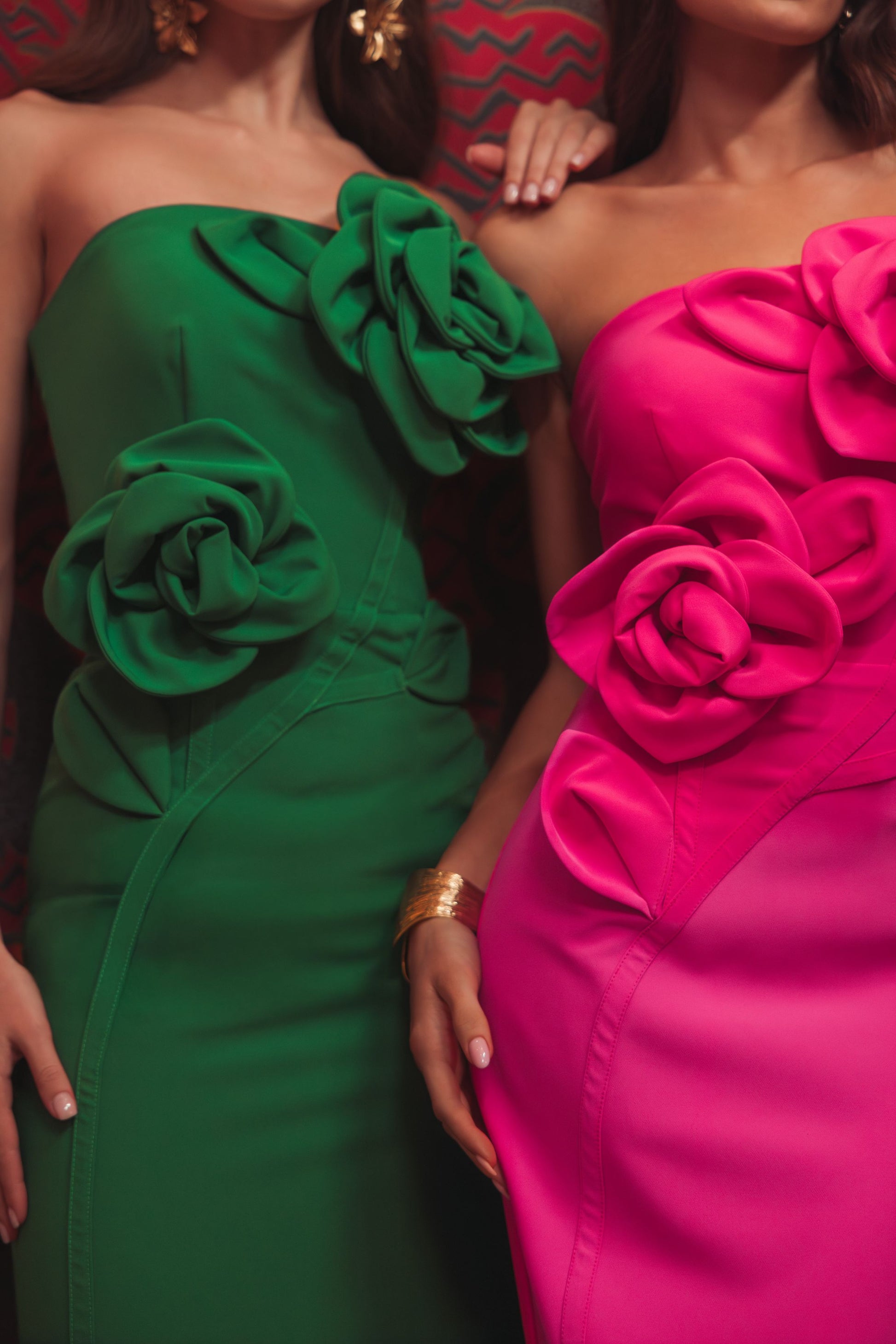 Cocktail Dresses 3D Floral Tea Length Cocktail Dress Mac Duggal 2361 Hot Pink