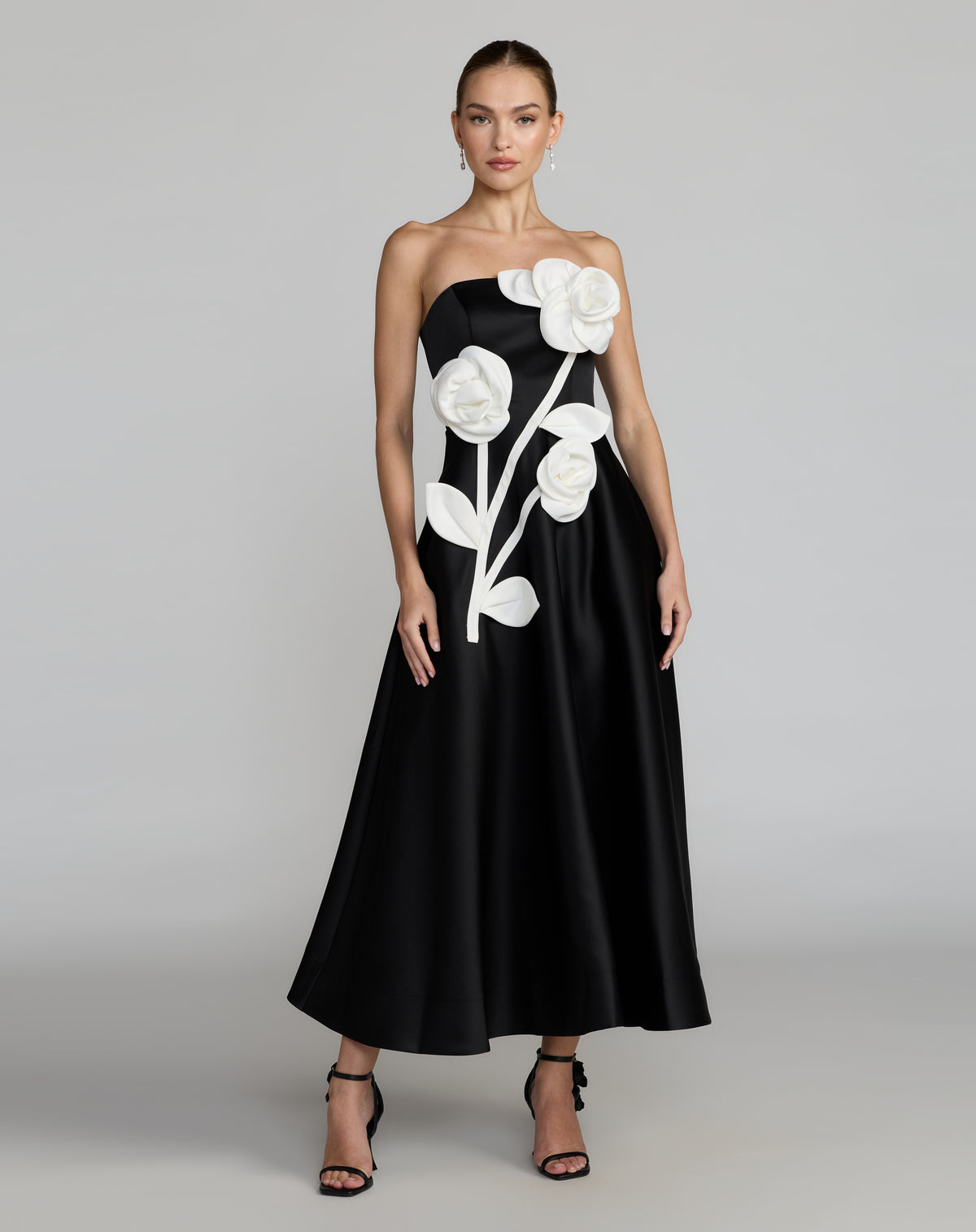 Strapless Curved Neck Floor-Length Satin Occasion A-Line Mac Duggal 2362