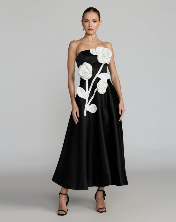 Strapless Curved Neck Floor-Length Satin Occasion A-Line Mac Duggal 2362