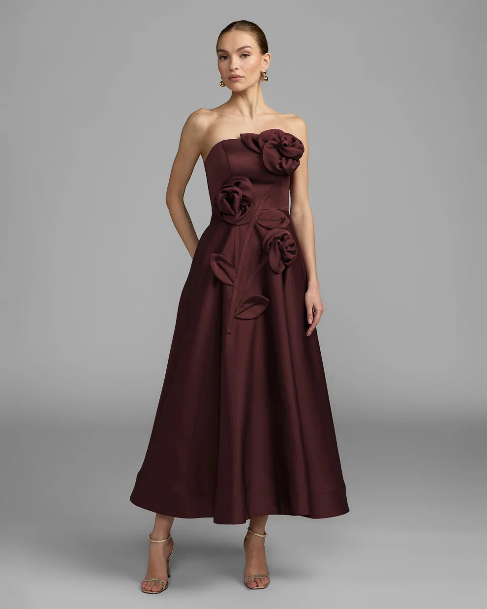 Strapless Curved Neck Floor-Length Satin Occasion A-Line Mac Duggal 2362