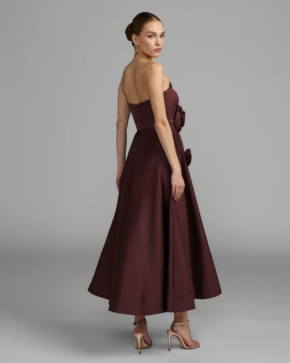 Strapless Curved Neck Floor-Length Satin Occasion A-Line Mac Duggal 2362