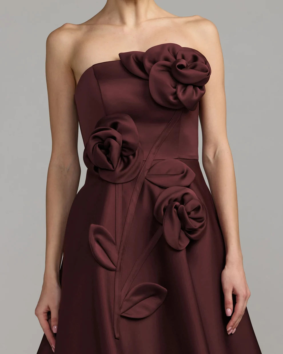 Strapless Curved Neck Floor-Length Satin Occasion A-Line Mac Duggal 2362