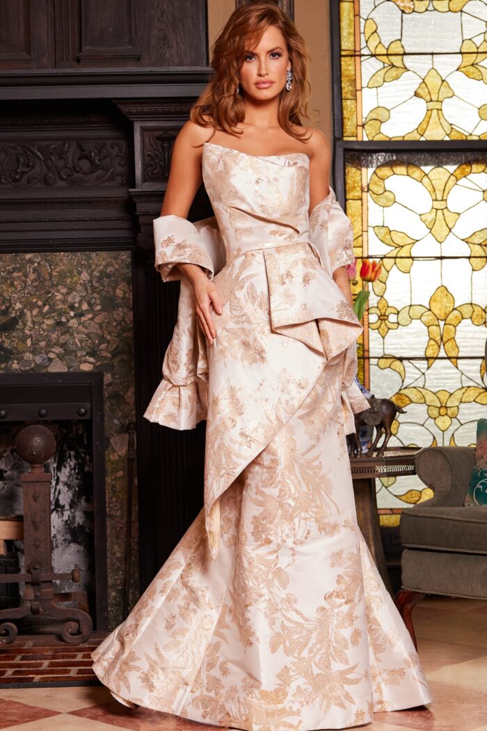 Formal Dresses Long Evening Mermaid Ruffle Formal Dress Gold