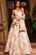 Formal Dresses Long A Line Pleated Formal Dress Gold