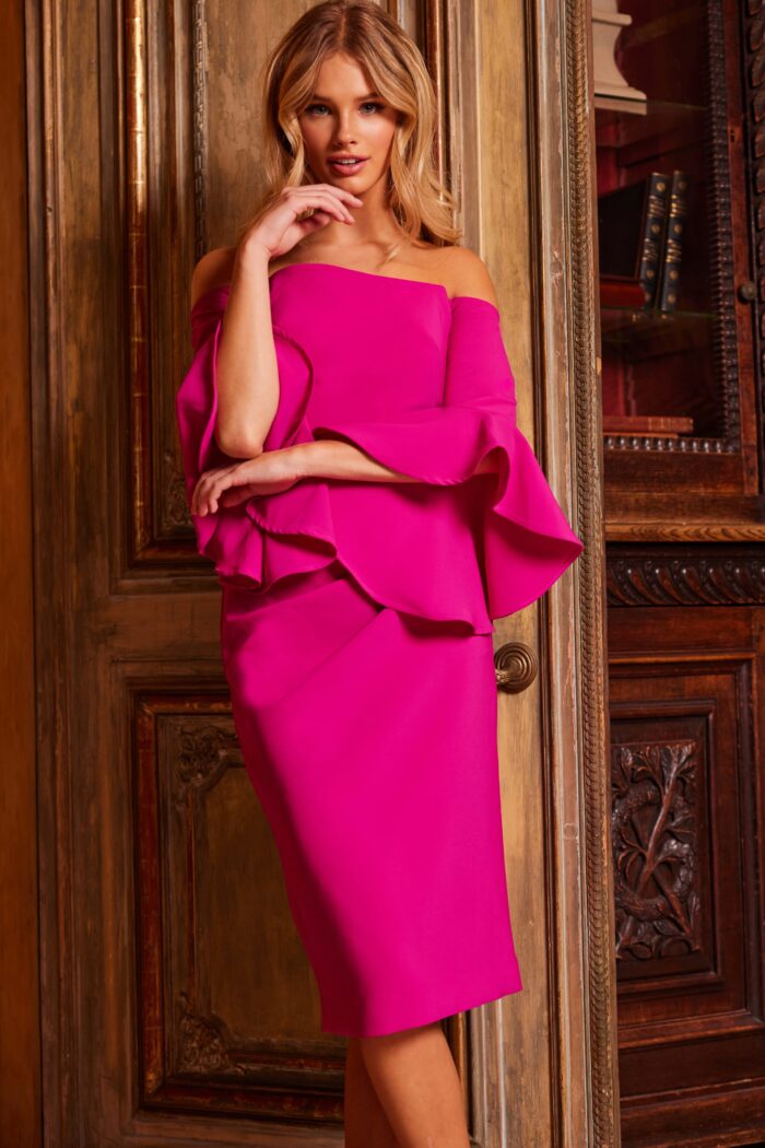 Formal Dresses Knee Length Evening Formal Dress Fuchsia
